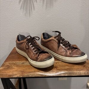 H.S. Trask Brown Lace Up Distressed Leather Shoes Men's Size 10.5 Made in Italy